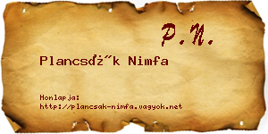 Plancsák Nimfa névjegykártya